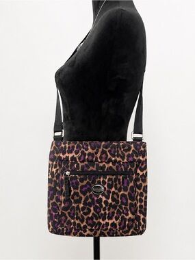 Coach purple & brown leopard-print bag